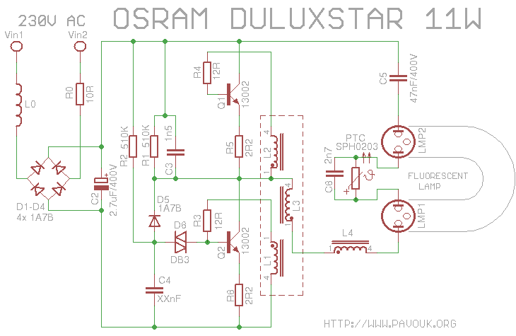 Schematics OSRAM DULUX STAR 11W