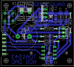 Component view with TDA1543 based DAC